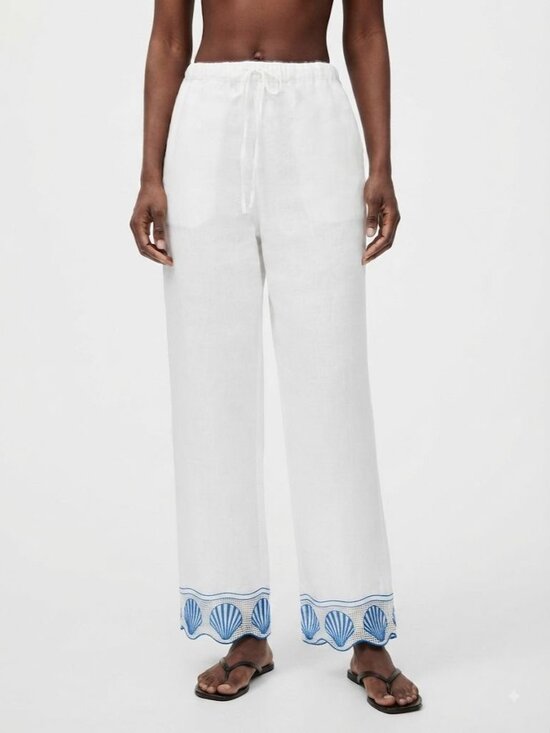 Rails Pants - NWT Rails Tildi White Shell Embroidered Drawstring Wide Leg Pants Size Large